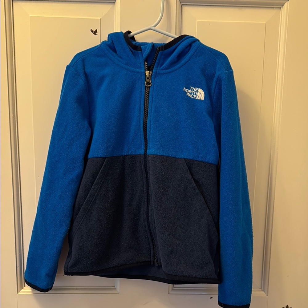 The North Face Kids Blue and Black Fleece Hooded Jacket